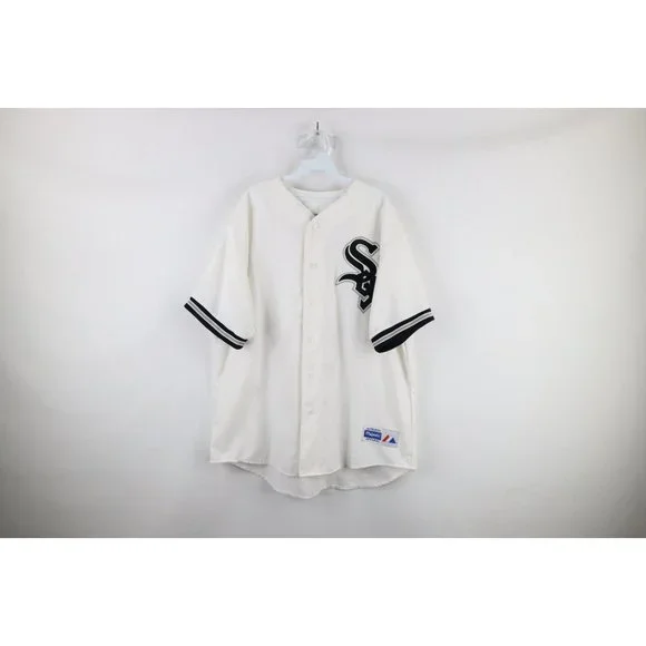 Vintage 90s Majestic Mens 2XL XXL Chicago White Sox Baseball Jersey White USA - Picture 1 of 9